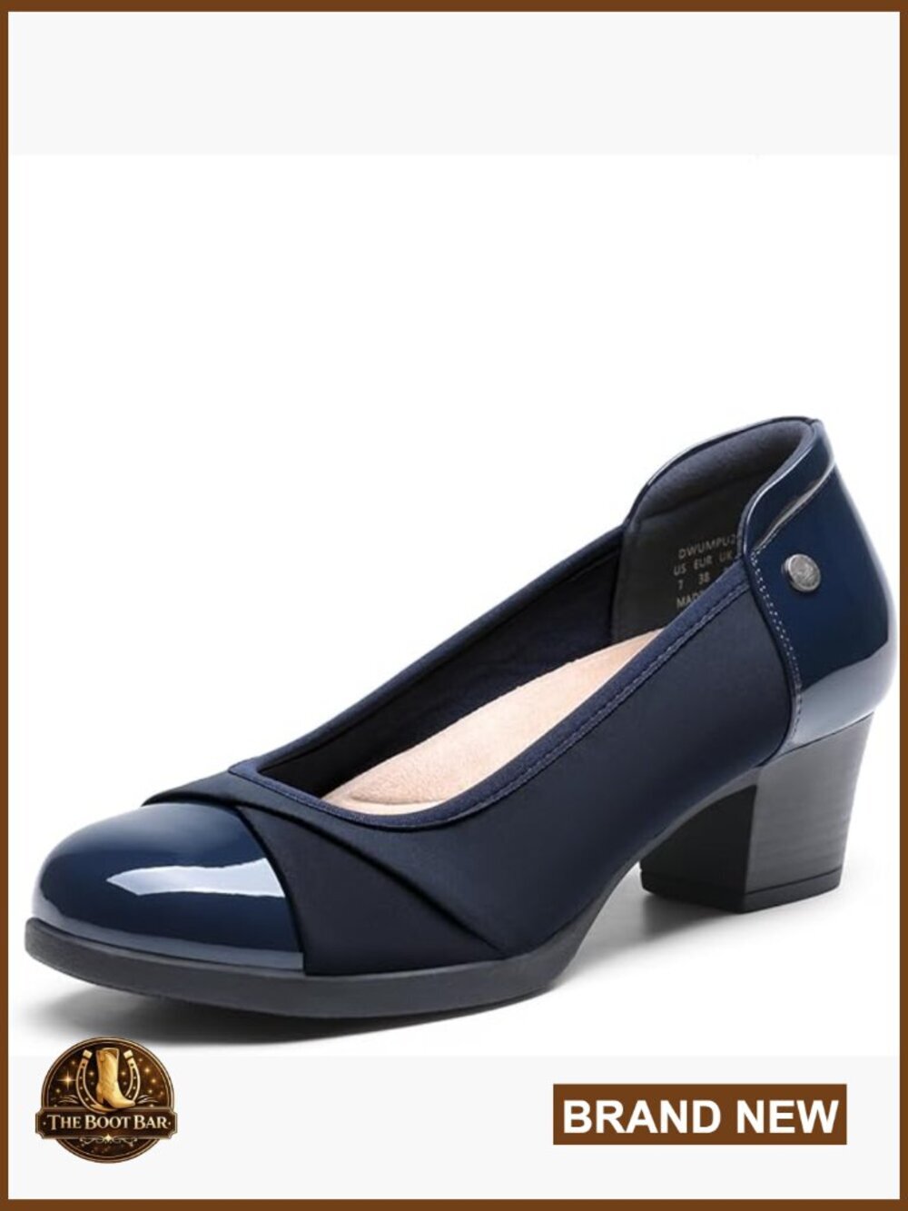 Low Chunky Block Heel Pumps - Comfortable Work Shoes Round Toe